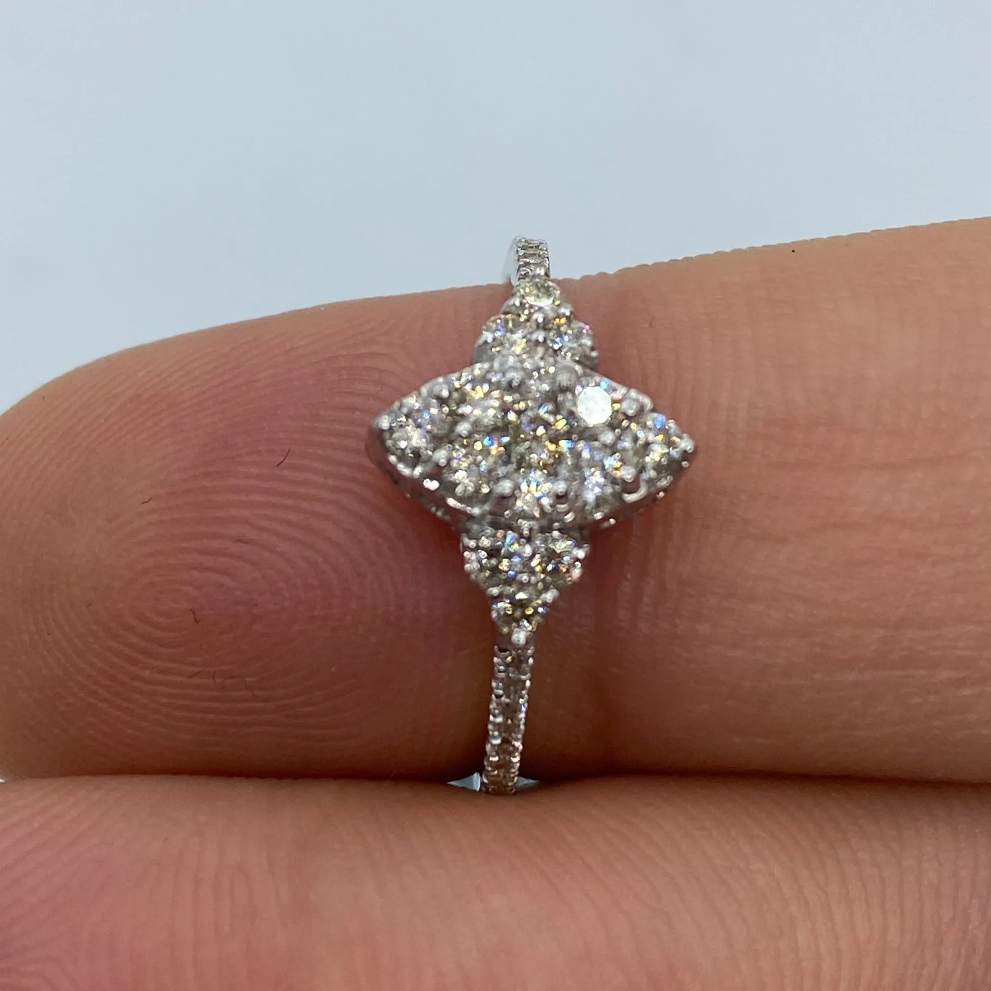 14K Crystal Diamond Engagement Ring