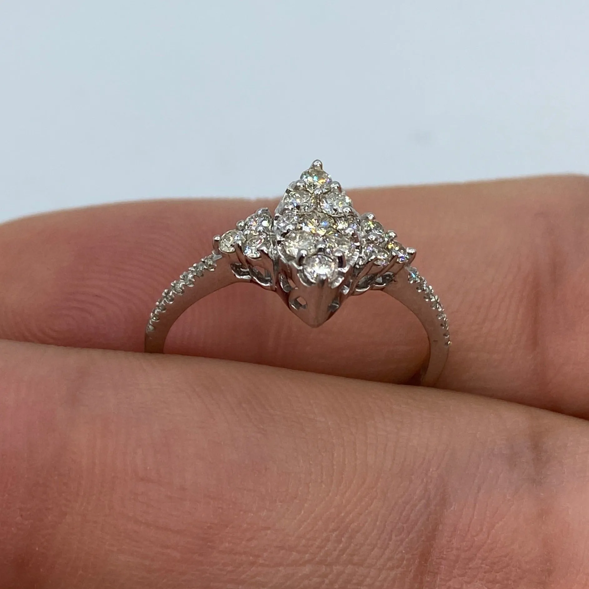 14K Crystal Diamond Engagement Ring