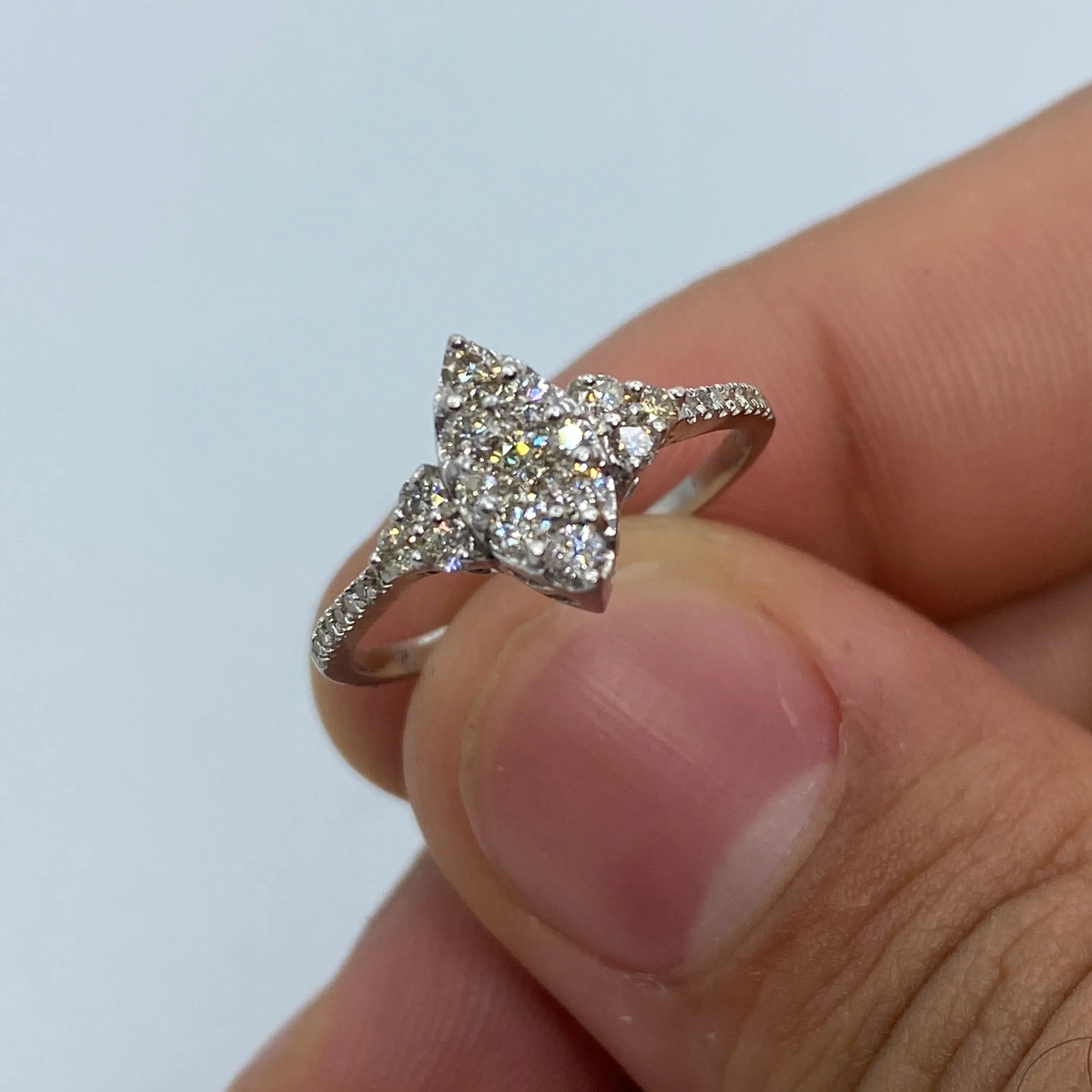 14K Crystal Diamond Engagement Ring