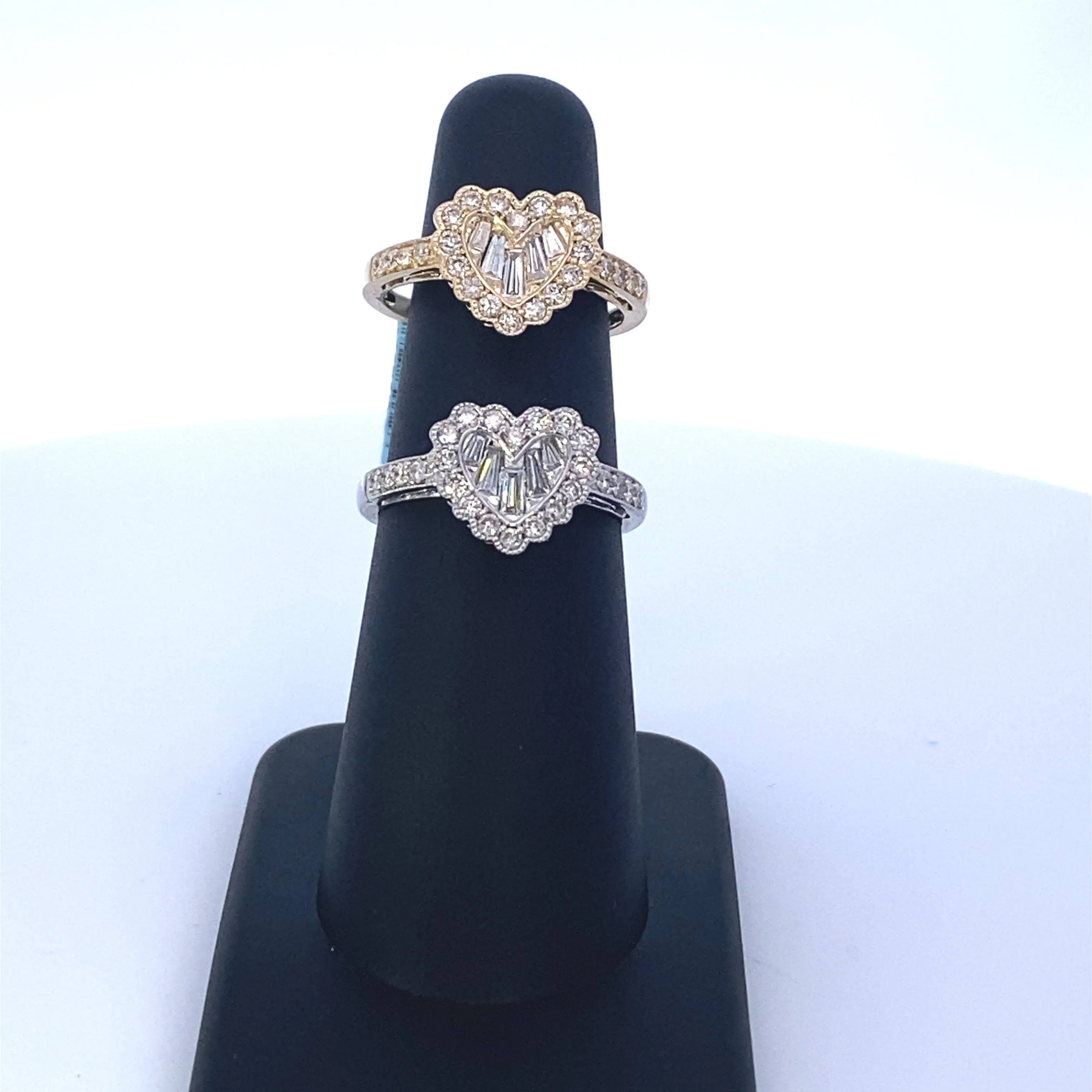 14K Diamond Baguette Heart Ring