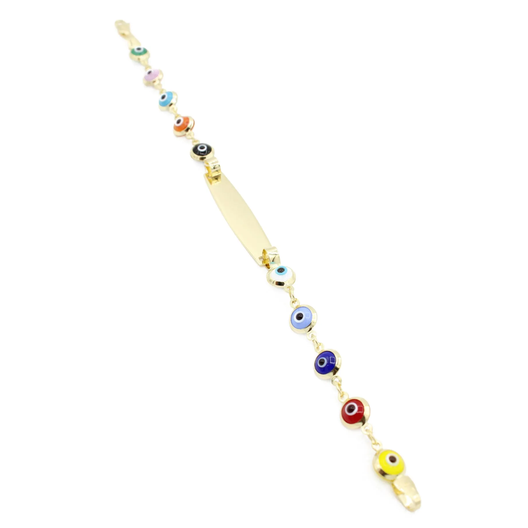 14K Fátima Eye 🧿 Baby Bracelet For Engraving (Multi Color) JTJ™