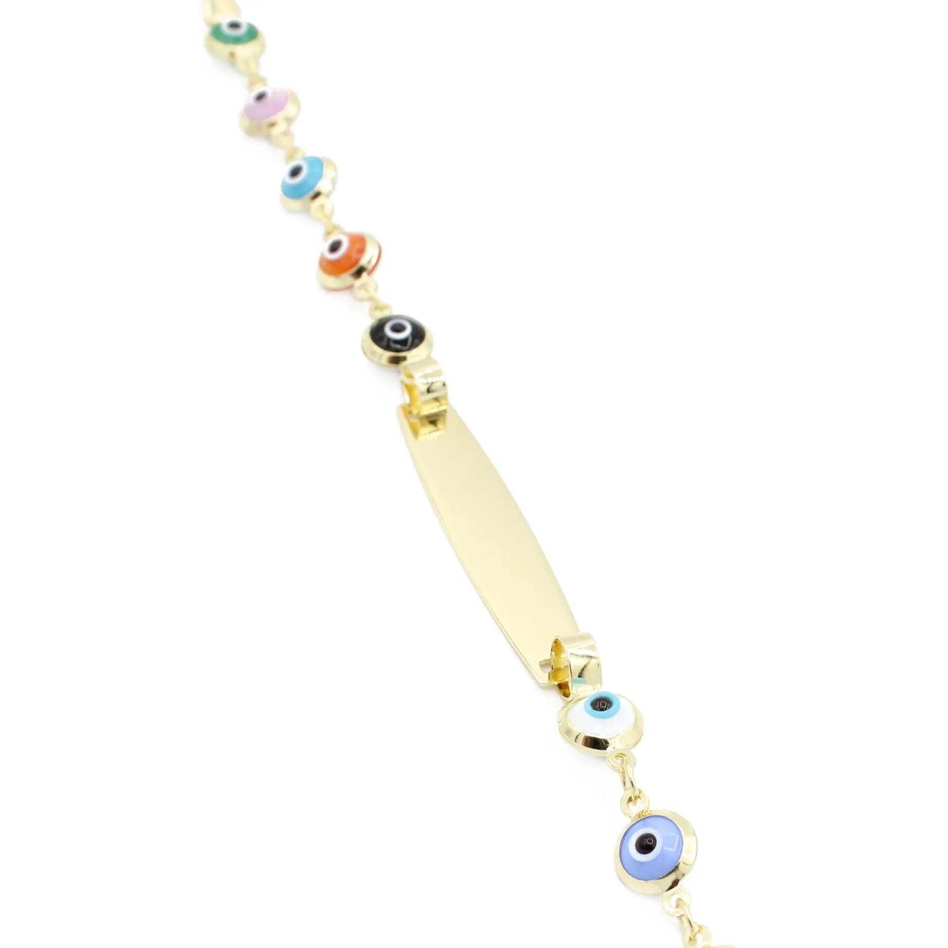 14K Fátima Eye 🧿 Baby Bracelet For Engraving (Multi Color) JTJ™