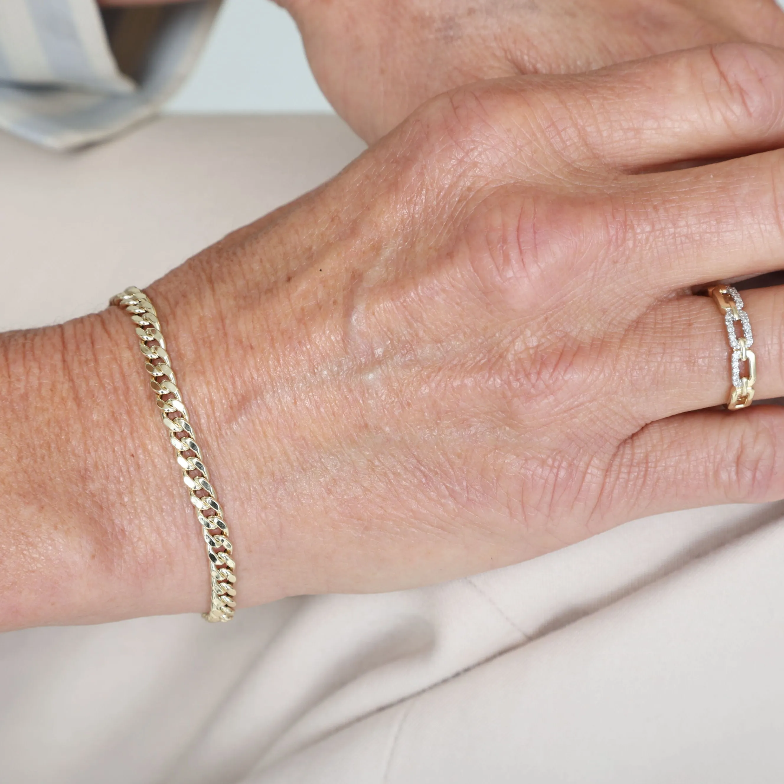 14K Gold 4.5mm Faceted Miami Cuban Link Bracelet