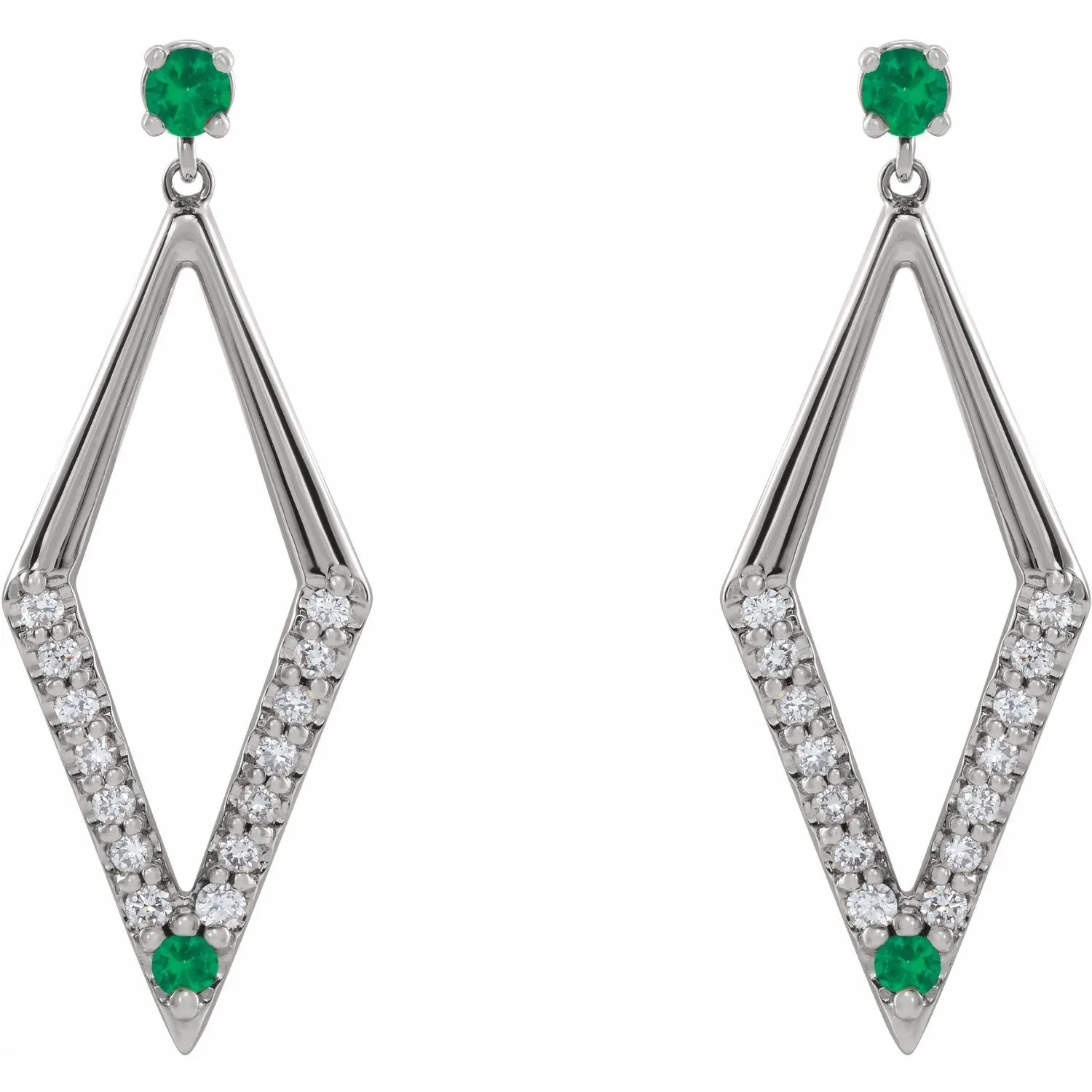 14K Gold Pink Yellow Blue Sapphire Ruby Emerald with Natural Diamond Geometric Earrings