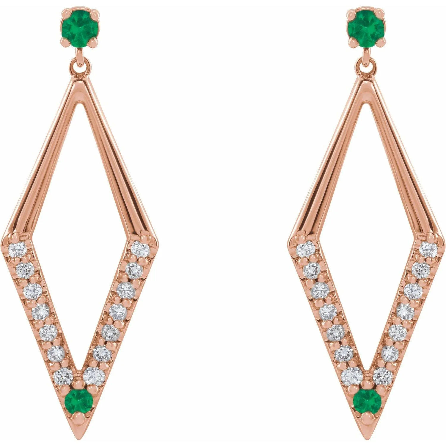 14K Gold Pink Yellow Blue Sapphire Ruby Emerald with Natural Diamond Geometric Earrings