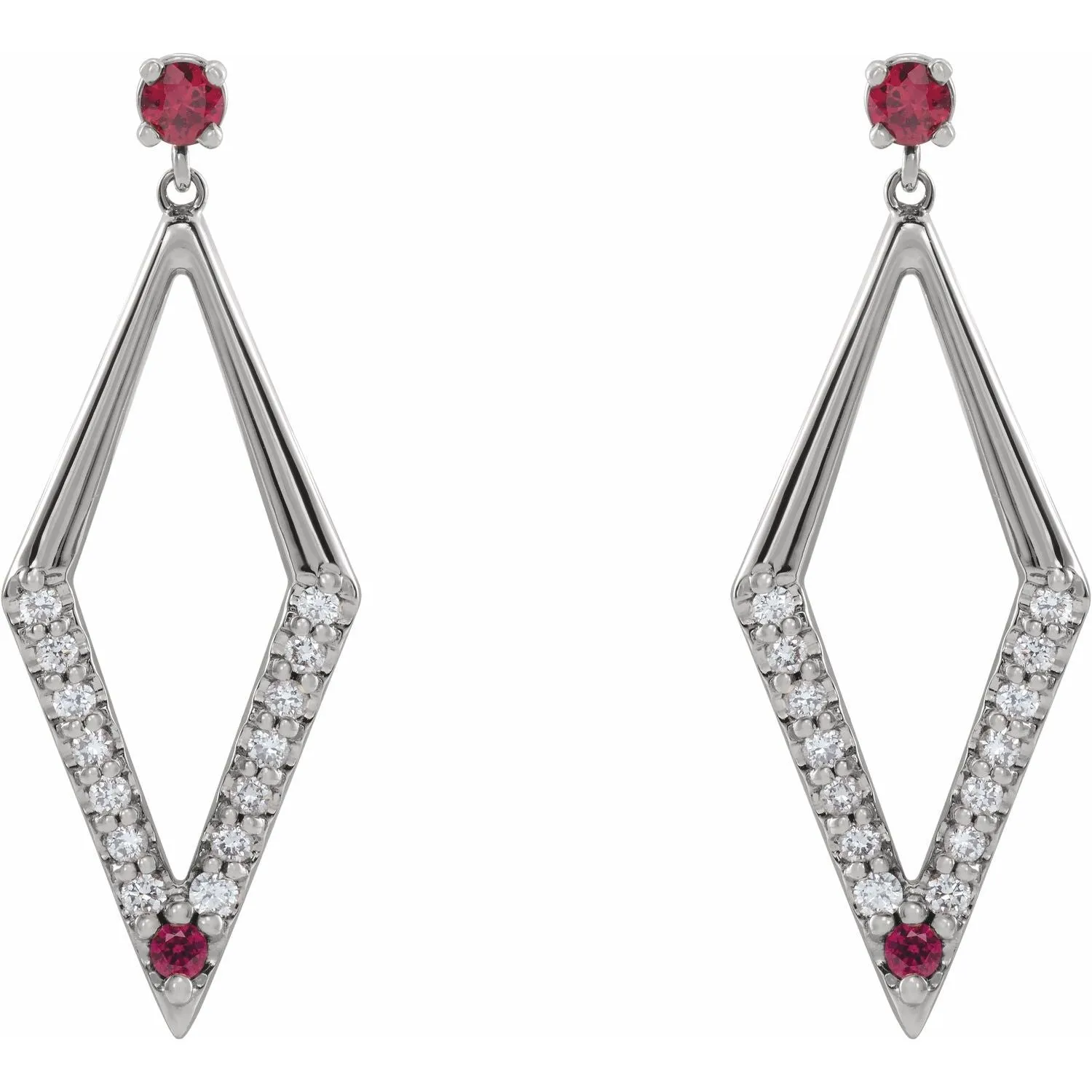 14K Gold Pink Yellow Blue Sapphire Ruby Emerald with Natural Diamond Geometric Earrings