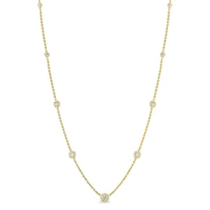 14k Graduated Floating Diamond Station Necklace