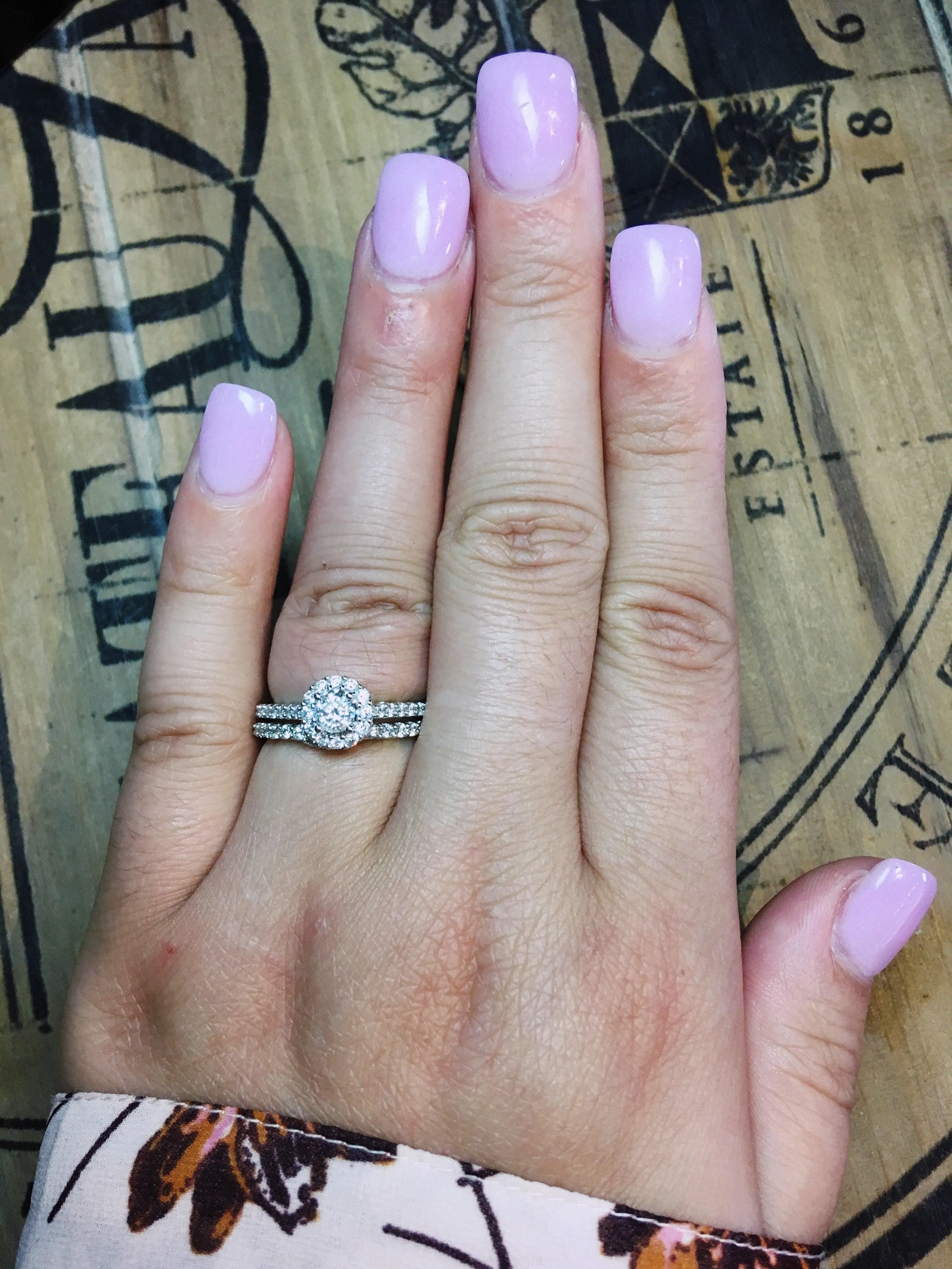 14k Love Story Round Halo Diamond Bridal Set