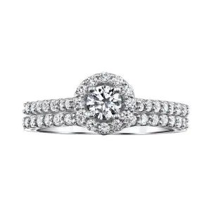 14k Love Story Round Halo Diamond Bridal Set