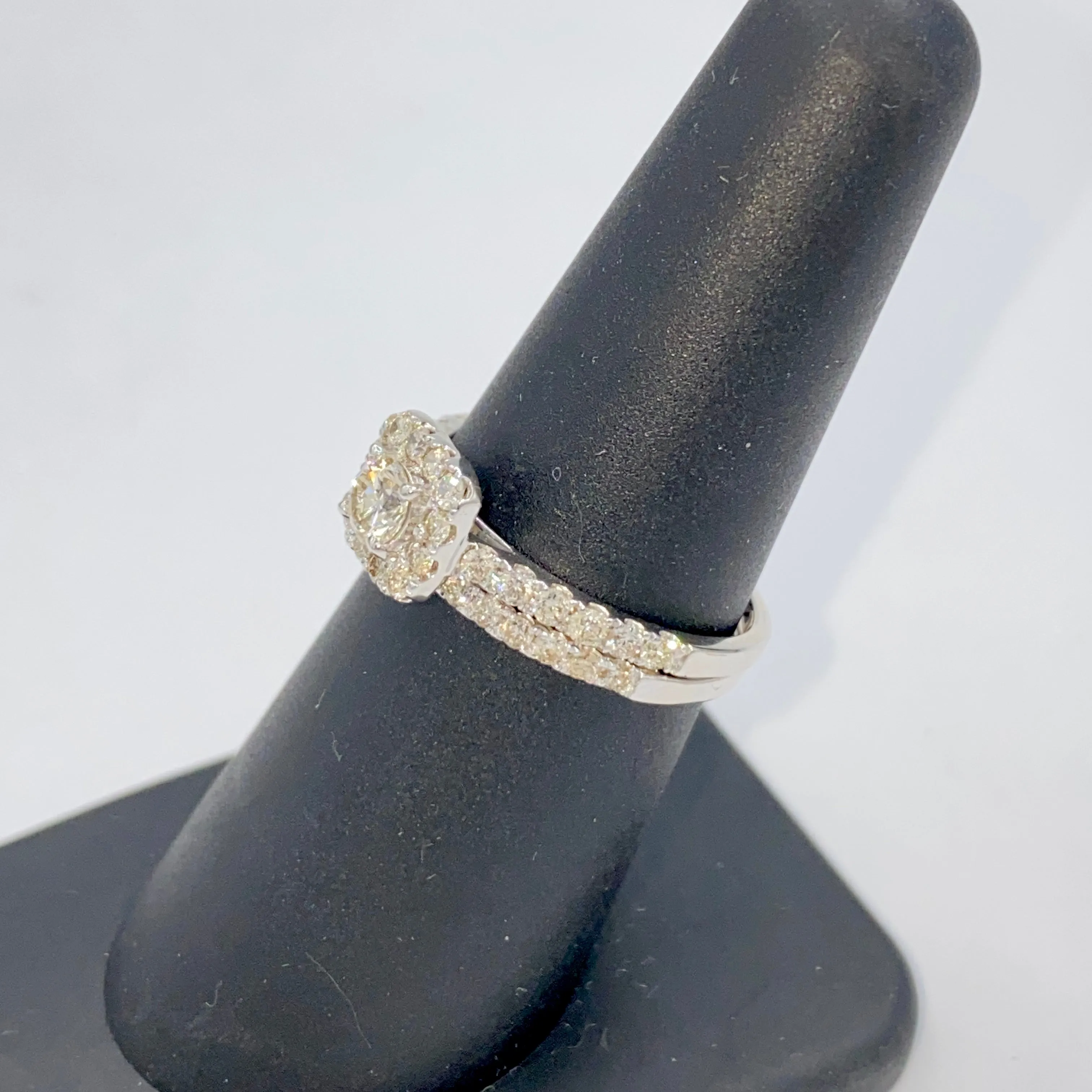 14K Marilyn Square Halo Stack Diamond Engagement Ring