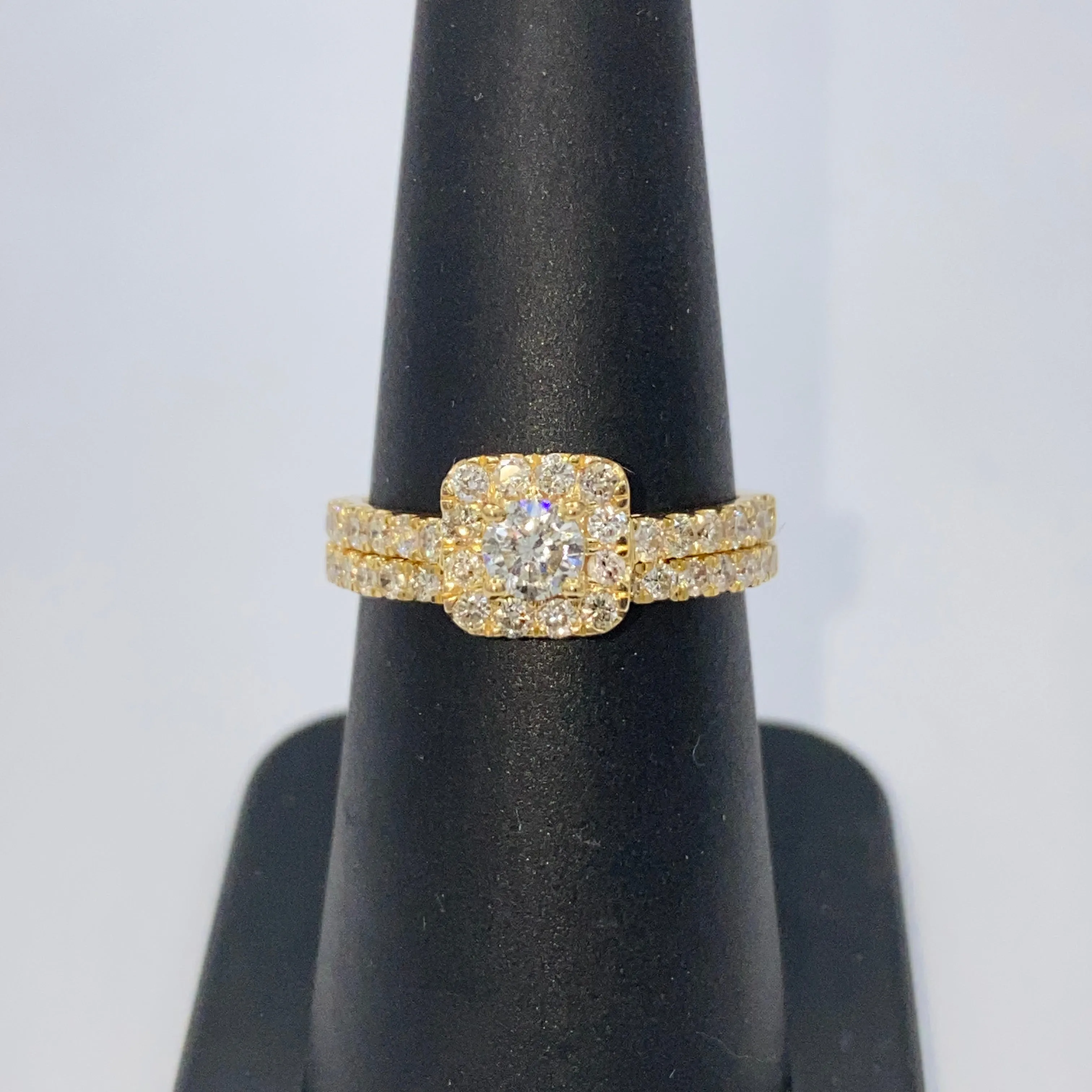 14K Marilyn Square Halo Stack Diamond Engagement Ring