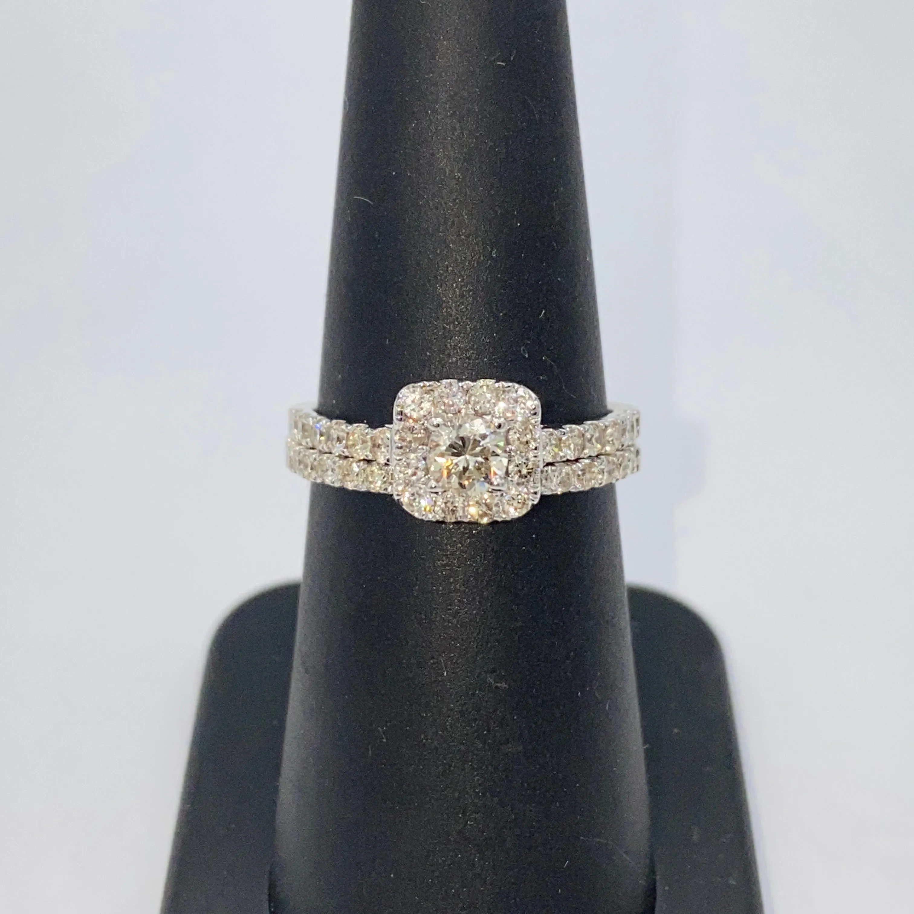 14K Marilyn Square Halo Stack Diamond Engagement Ring