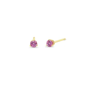14k Medium Pink Sapphire Prong Studs