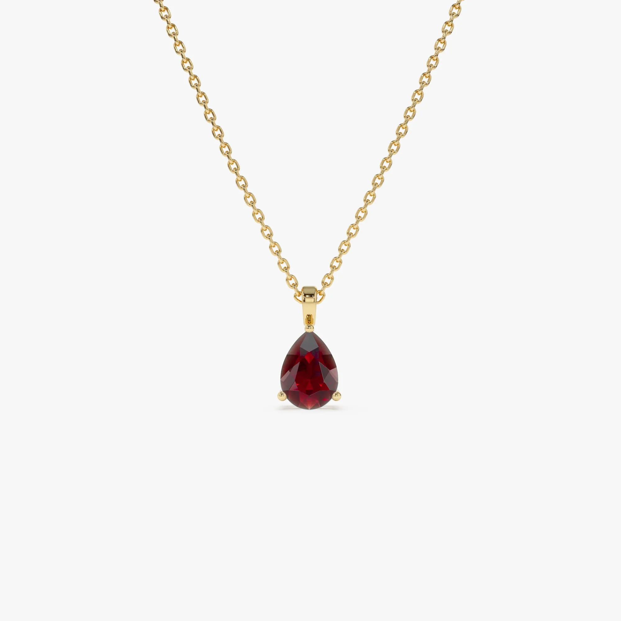 14k Pear Shape Garnet Solitaire Necklace