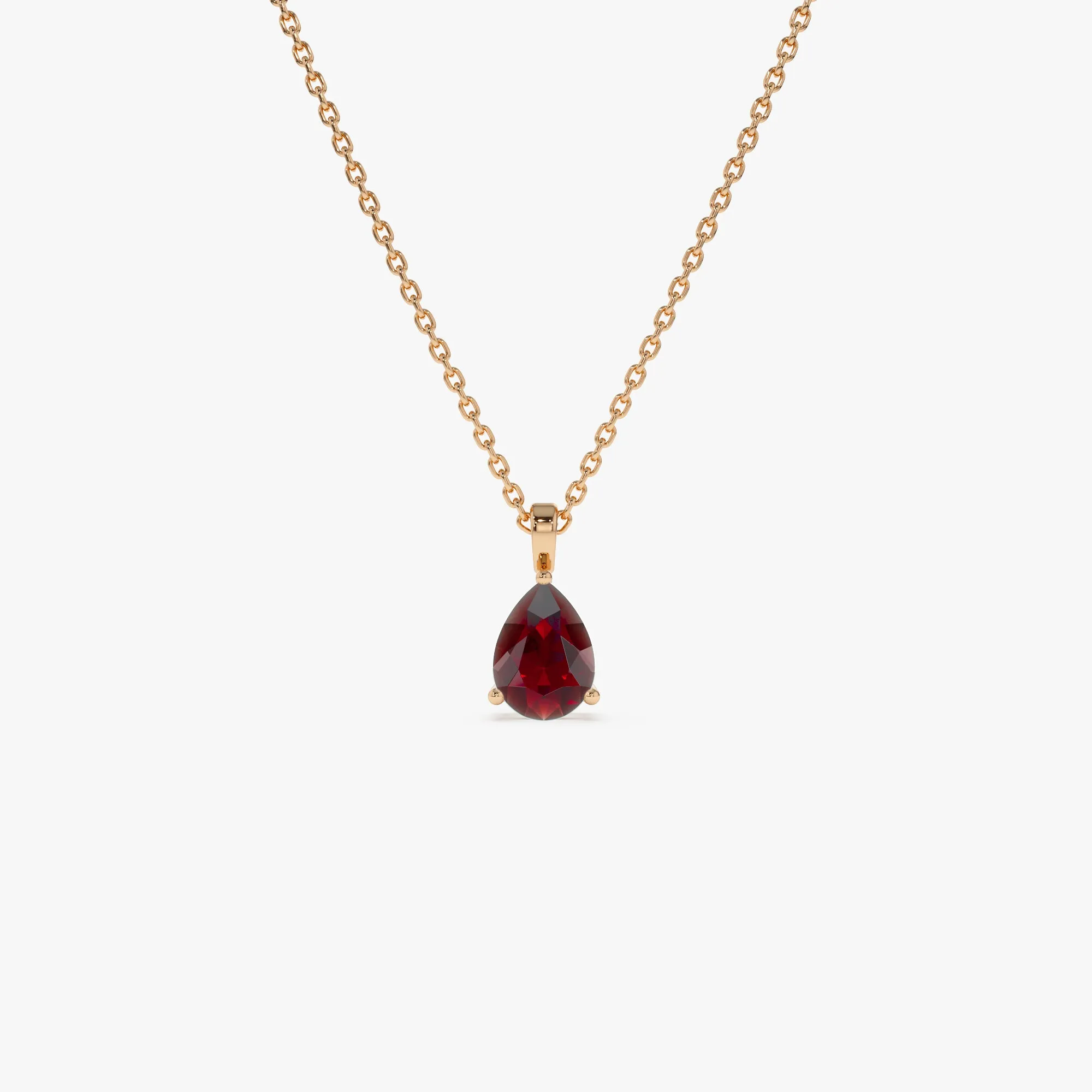 14k Pear Shape Garnet Solitaire Necklace