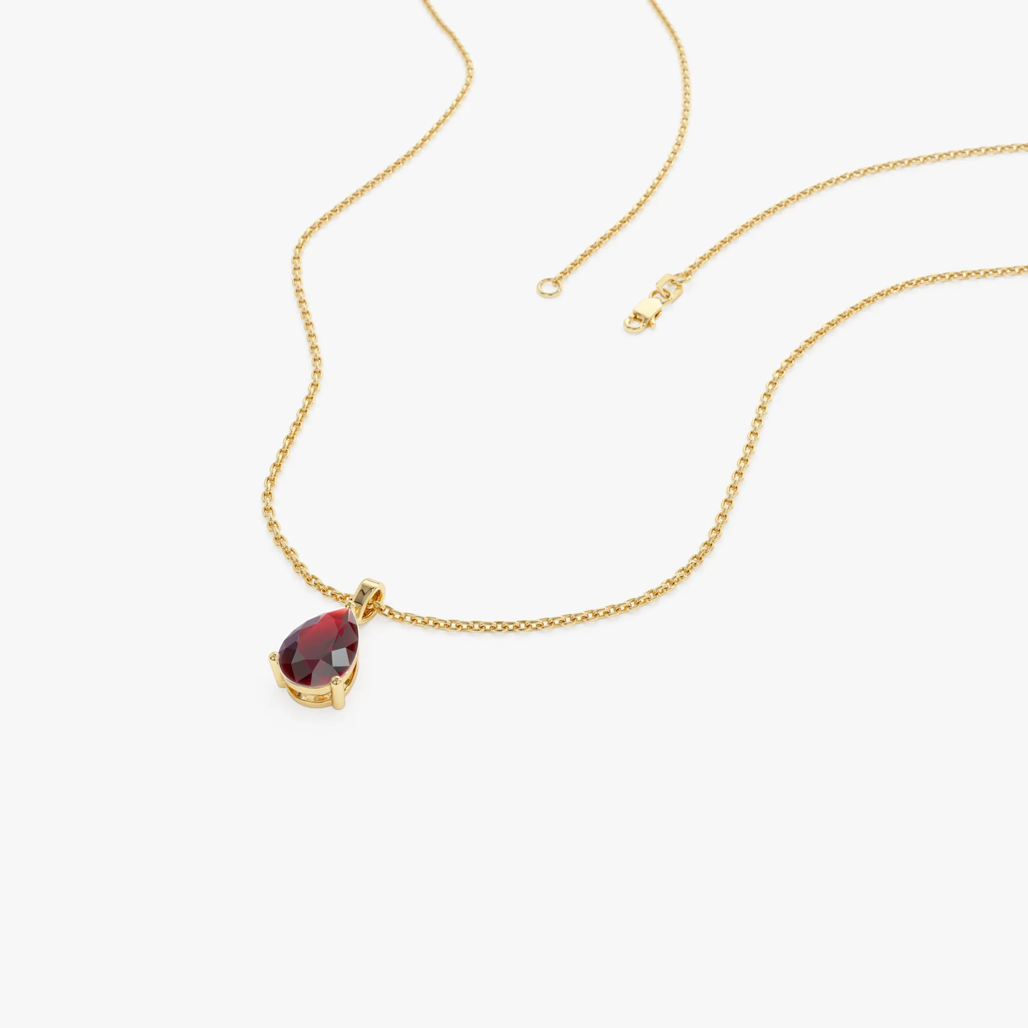 14k Pear Shape Garnet Solitaire Necklace