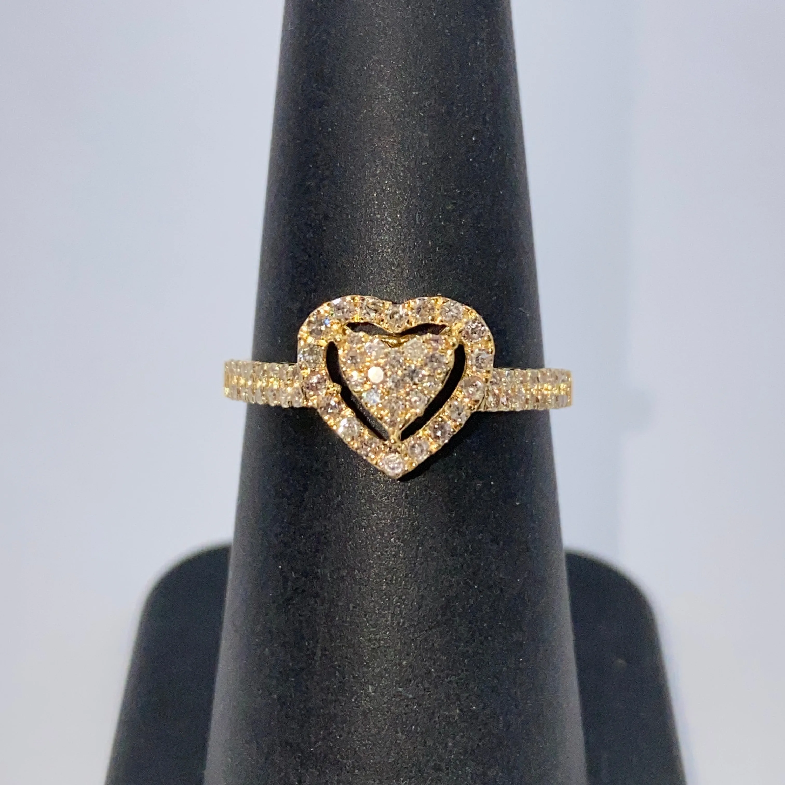 14K Rare Heart Halo Diamond Ring