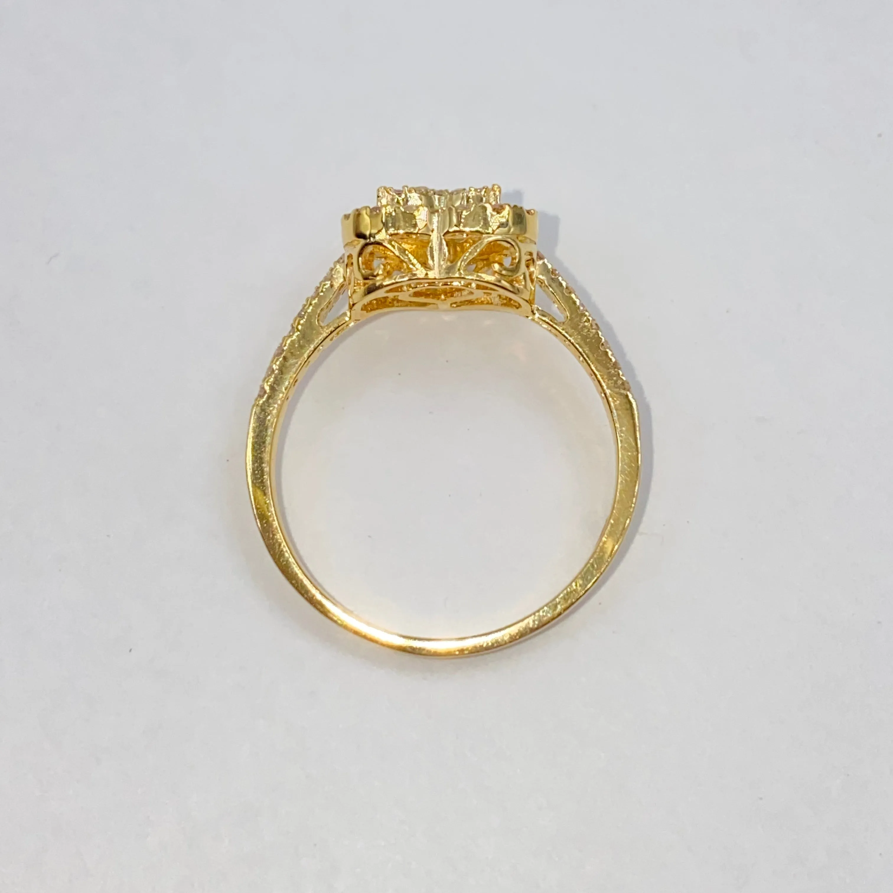14K Rare Heart Halo Diamond Ring