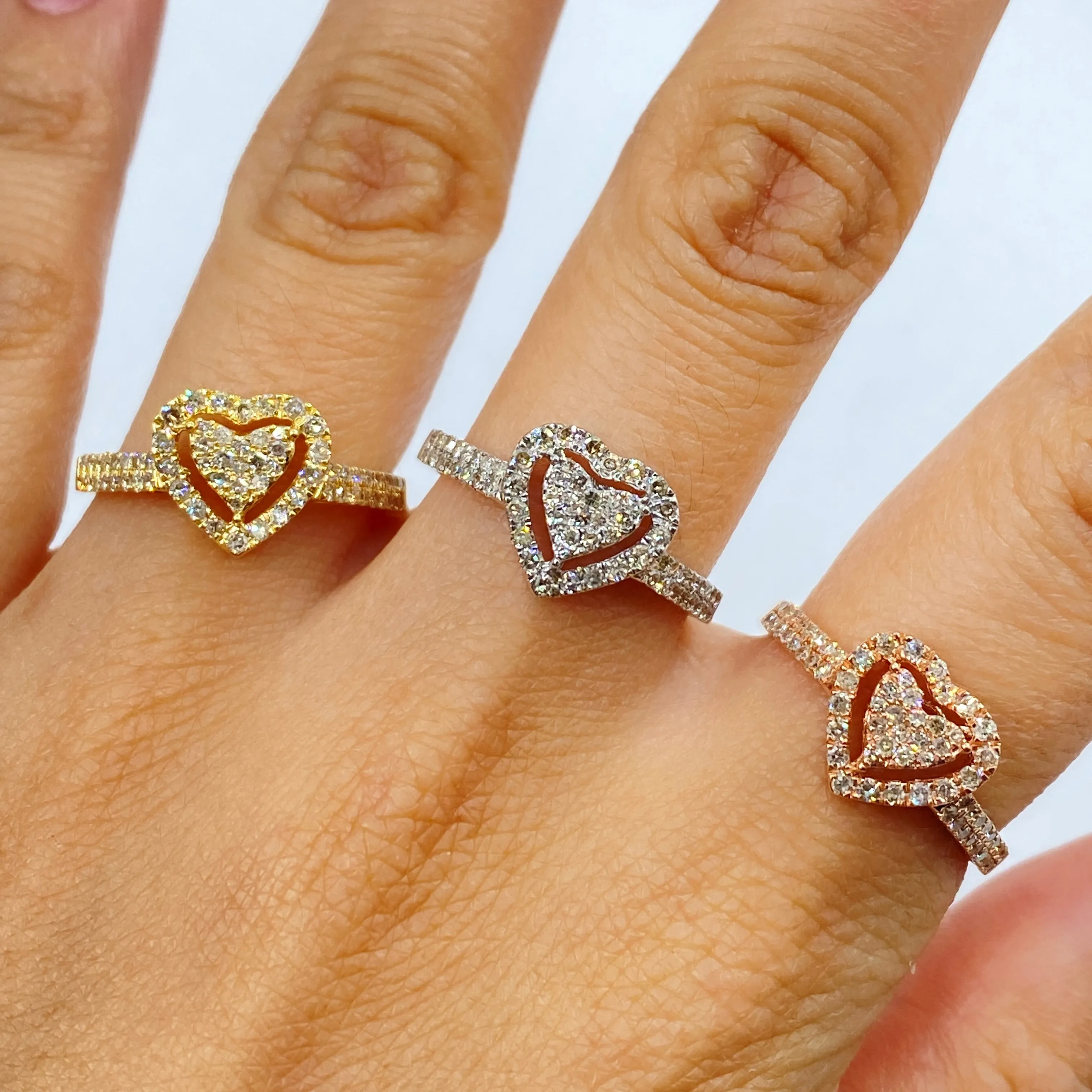 14K Rare Heart Halo Diamond Ring