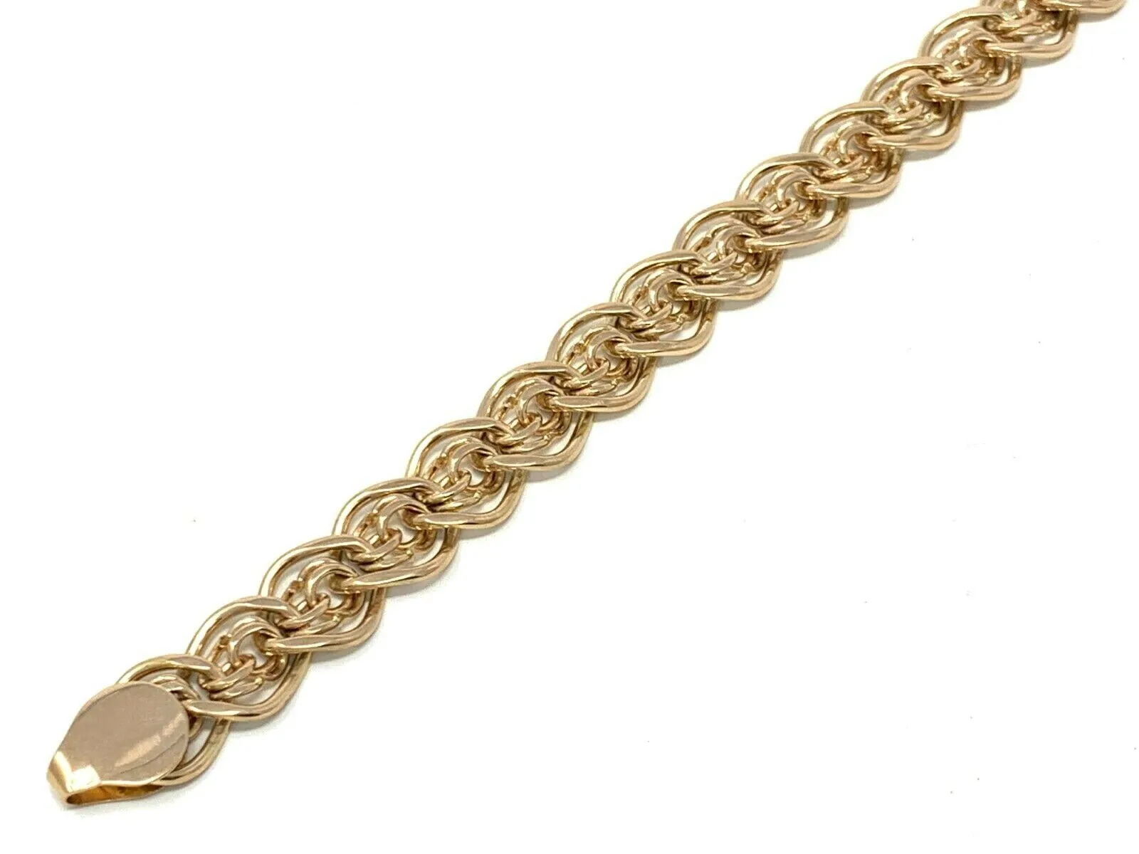 14k Rose Gold Charm Bracelet 7.5" 11.5mm 25.9 grams