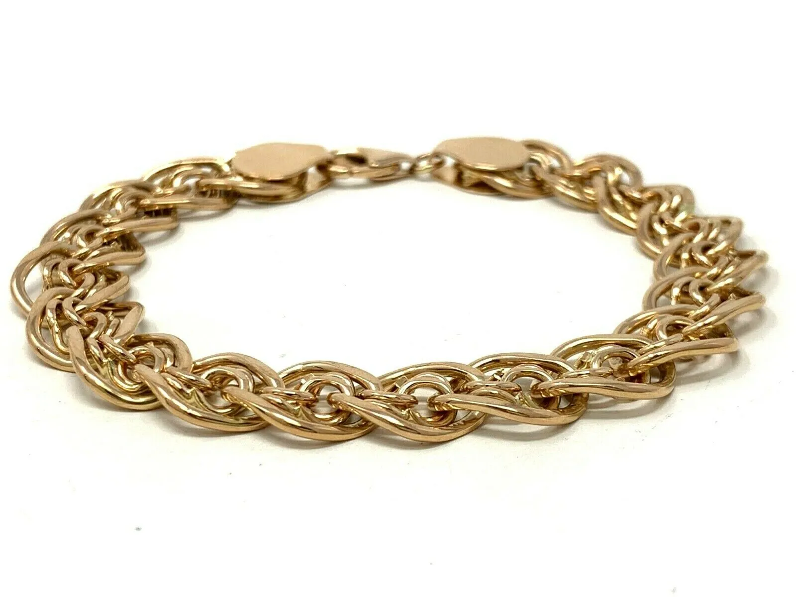 14k Rose Gold Charm Bracelet 7.5" 11.5mm 25.9 grams