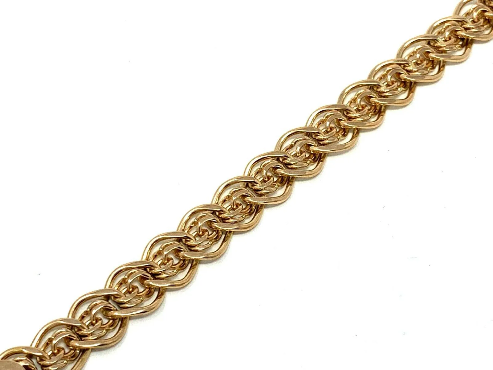 14k Rose Gold Charm Bracelet 7.5" 11.5mm 25.9 grams
