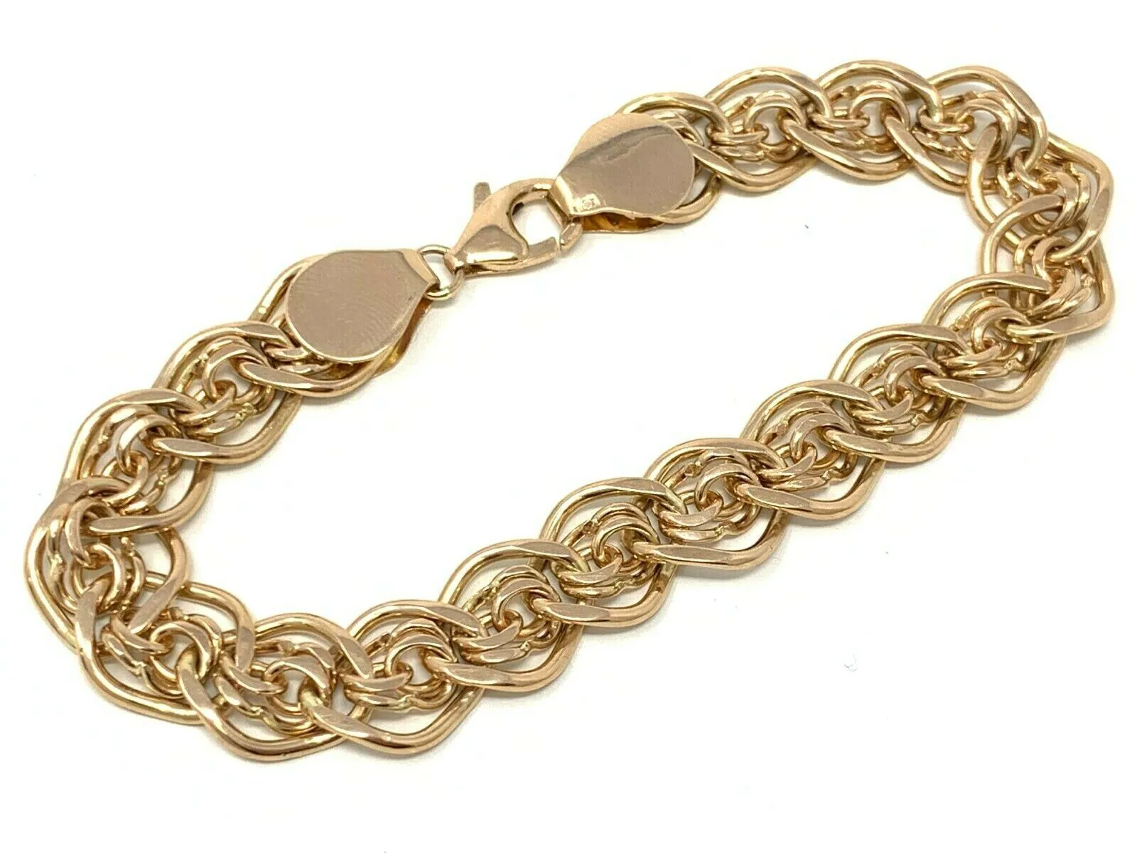 14k Rose Gold Charm Bracelet 7.5" 11.5mm 25.9 grams