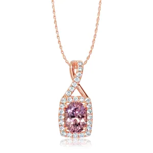 14K Rose Gold Lotus Garnet/Diamond Pendant