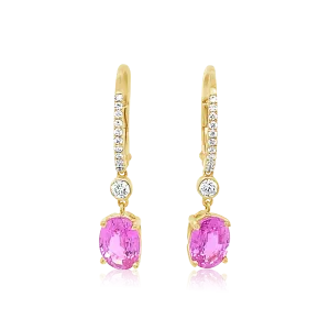 14K Rose Gold Oval Pink Sapphire And Diamond Drop Earrings (2.75ctw)