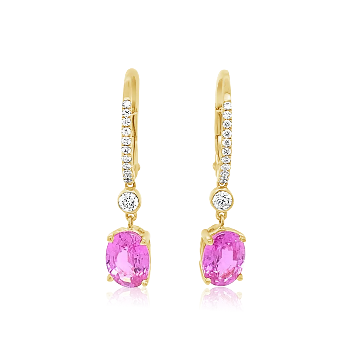 14K Rose Gold Oval Pink Sapphire And Diamond Drop Earrings (2.75ctw)