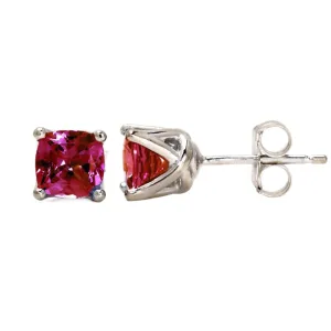 14K Ruby Earrings | Cushion Cut Ruby Studs | July Birthstone Jewelry