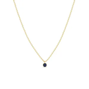 14k Single Blue Sapphire Pendant Necklace | September birthstone