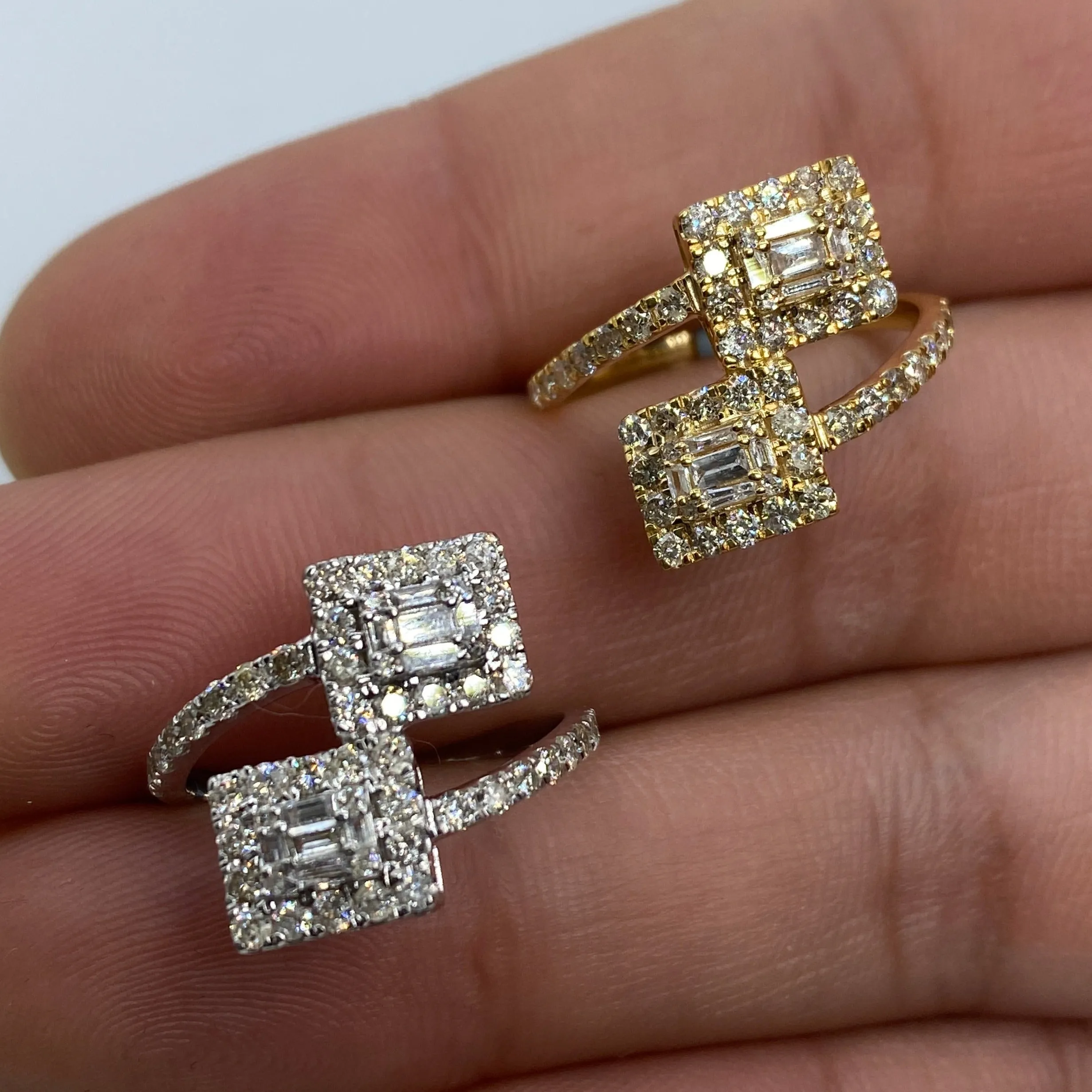 14K Square Bangle Diamond Engagement Ring