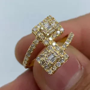 14K Square Bangle Diamond Engagement Ring