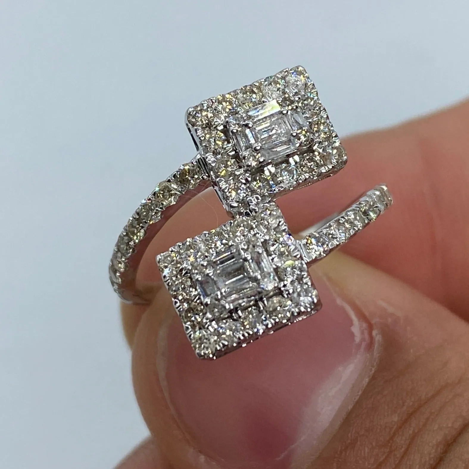 14K Square Bangle Diamond Engagement Ring
