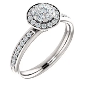 14K White 1/2 CTW Floral-Inspired Engagement Ring