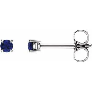 14K White 2.5 mm Lab-Grown Blue Sapphire Stud Earrings