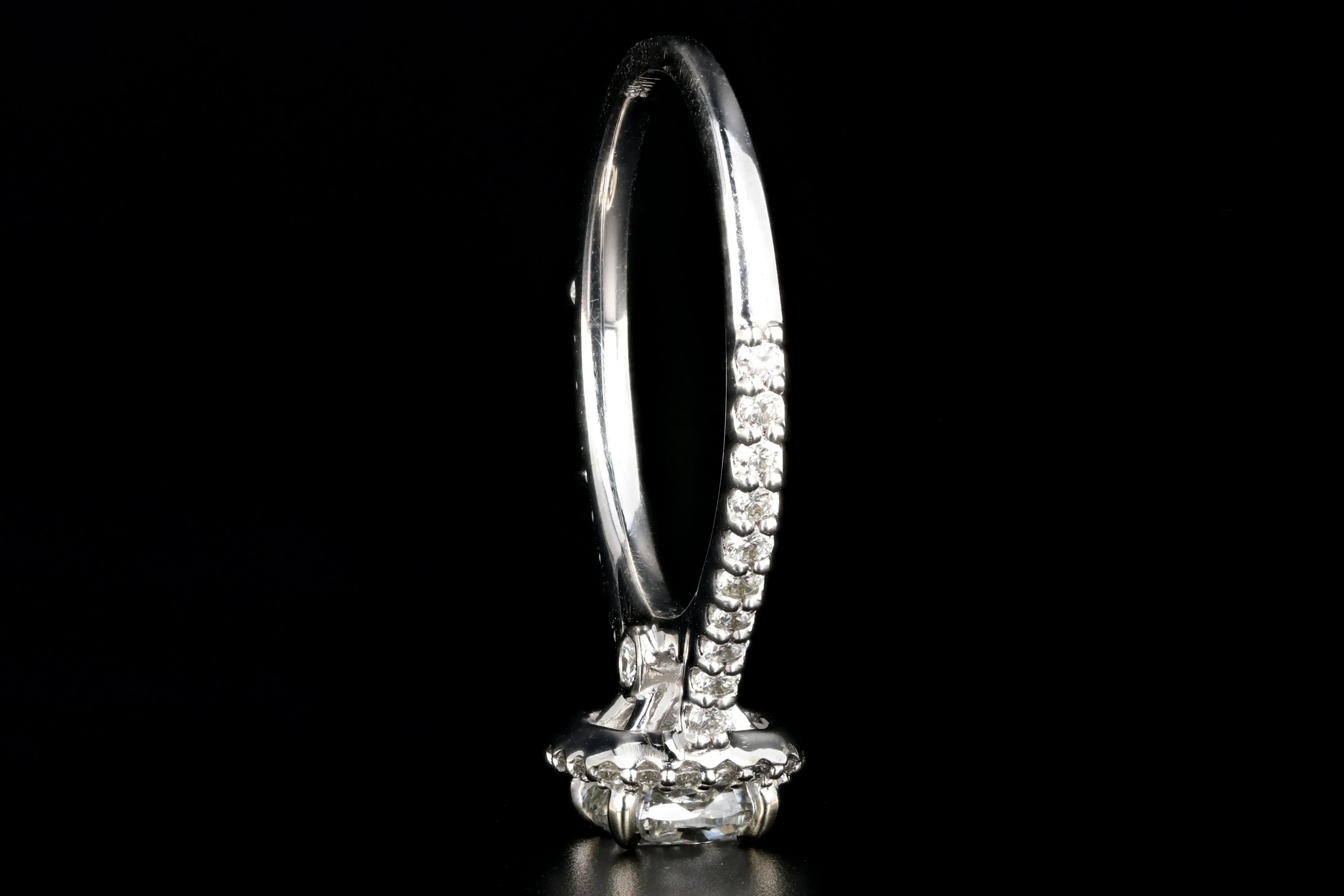 14K White Gold  1.01 Carat Cushion Cut Diamond Engagement Ring GIA Certified