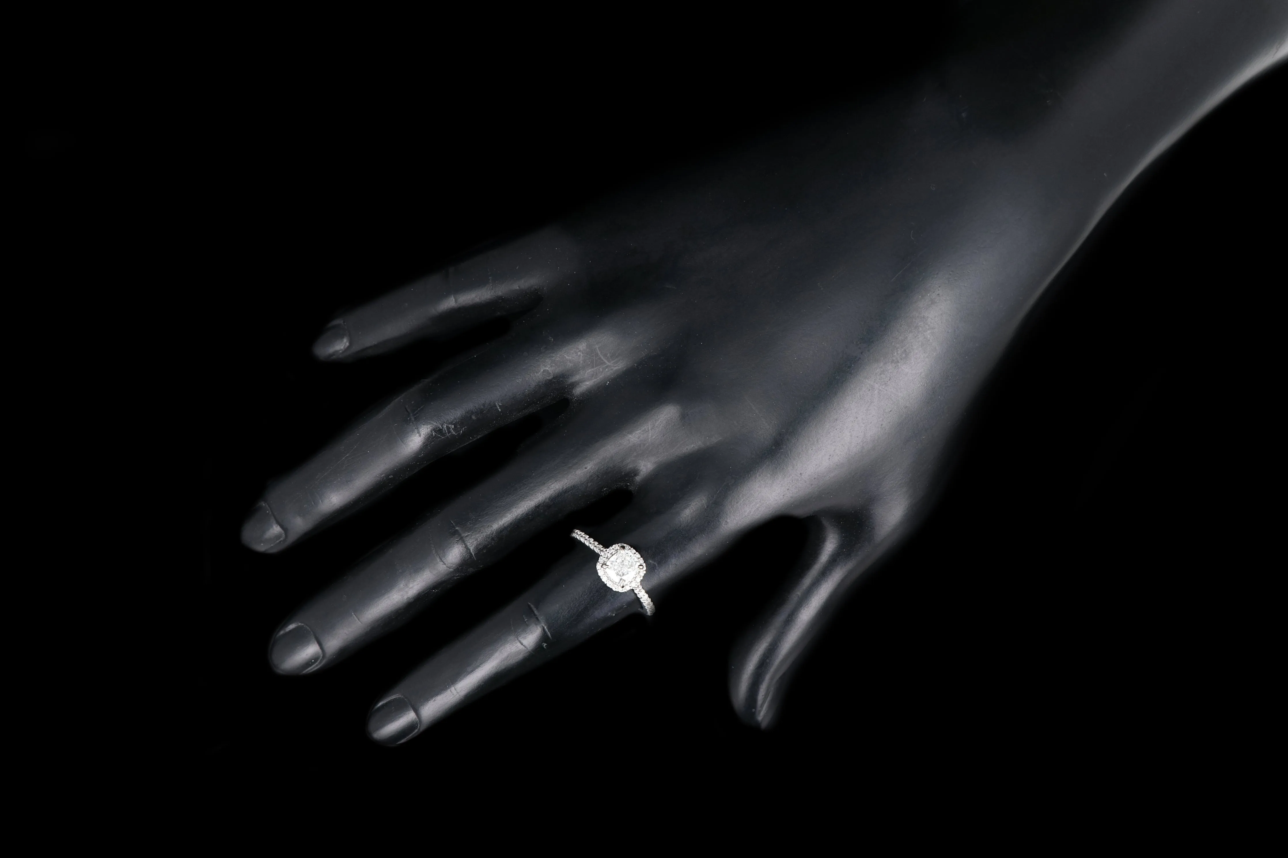 14K White Gold  1.01 Carat Cushion Cut Diamond Engagement Ring GIA Certified