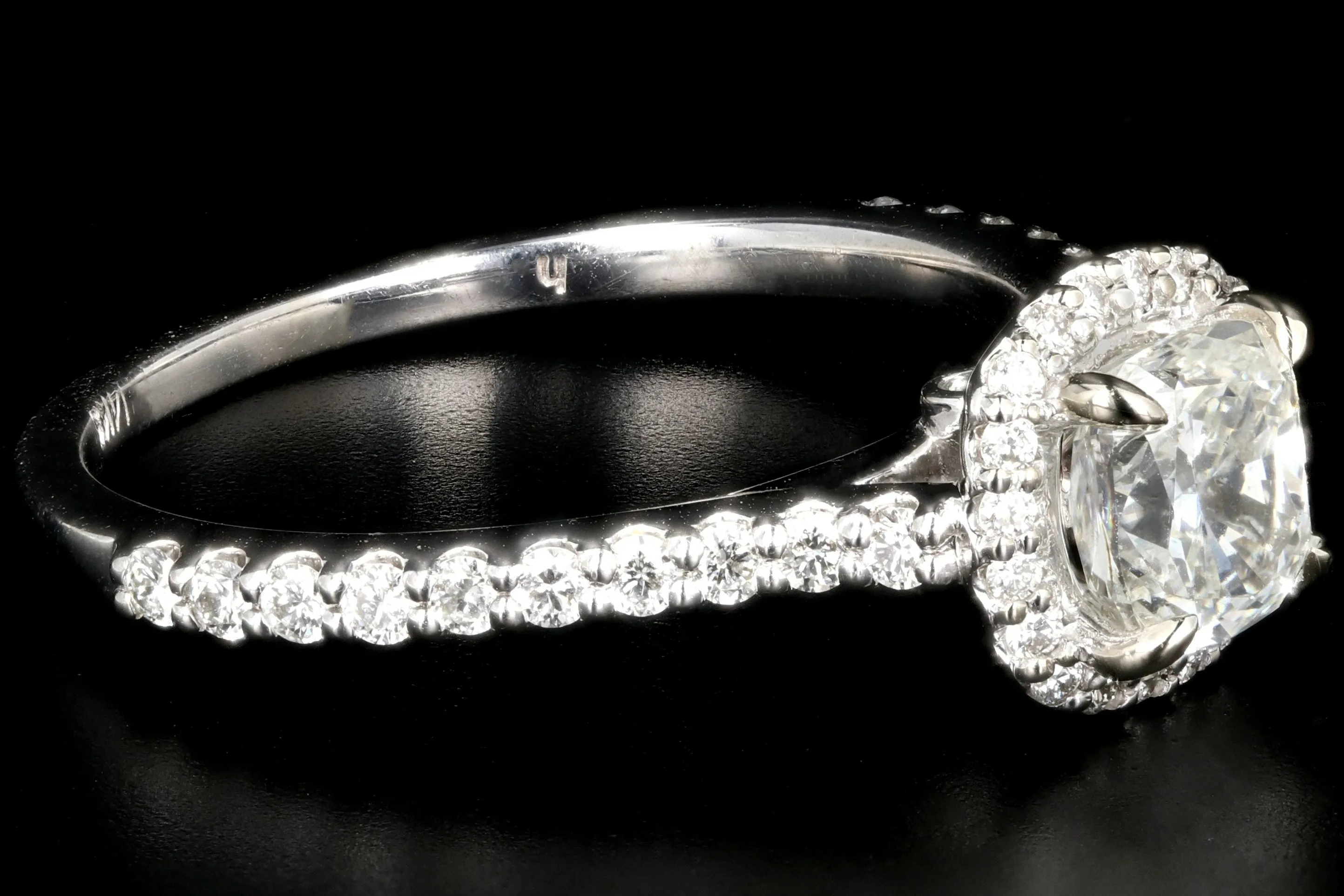 14K White Gold  1.01 Carat Cushion Cut Diamond Engagement Ring GIA Certified