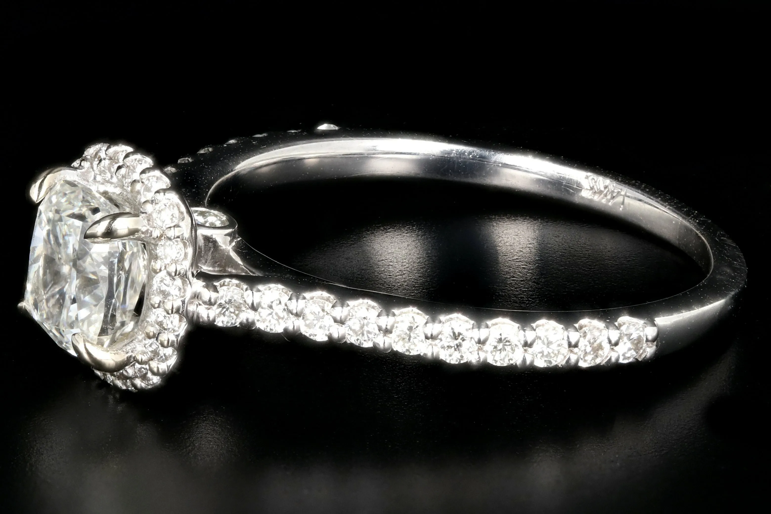 14K White Gold  1.01 Carat Cushion Cut Diamond Engagement Ring GIA Certified