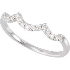 14k White Gold 1/5 CTW Diamond Matching Band to 3/8 CTW Semi-set Engagement Ring, Size 7