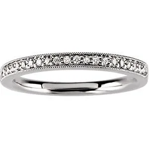 14k White Gold 1/8 CTW Diamond Band, Size 7