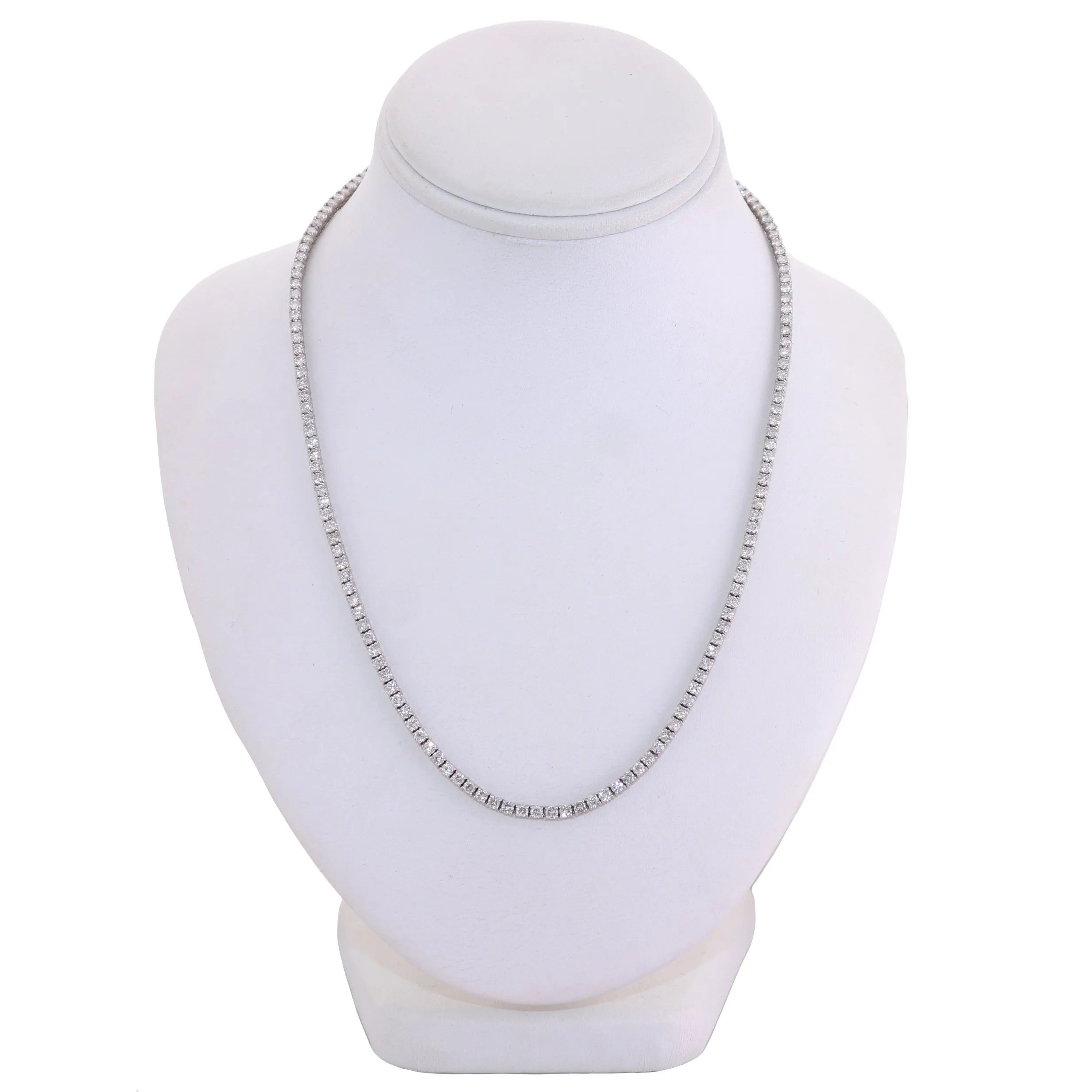 14k White Gold 8.12ctw Diamond Tennis 17" Necklace