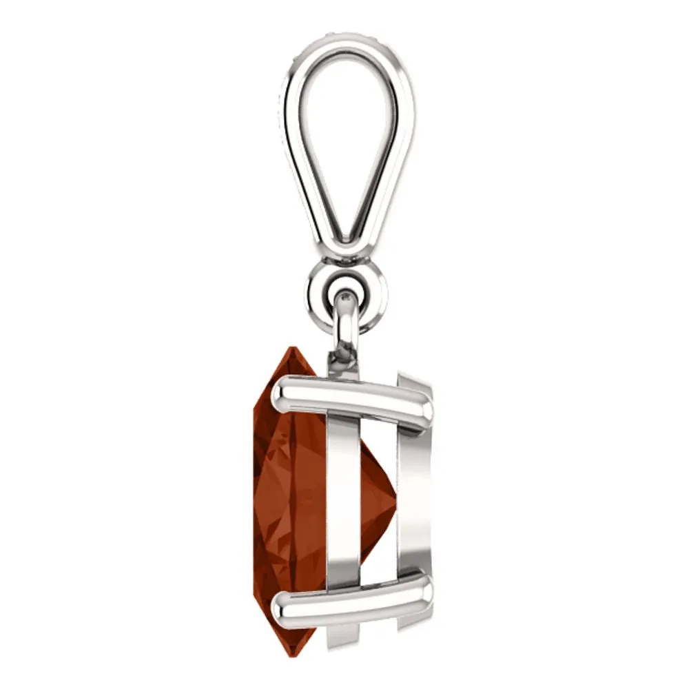 14k White Gold 9x7mm Mozambique Garnet & .03 CTW Diamond Pendant