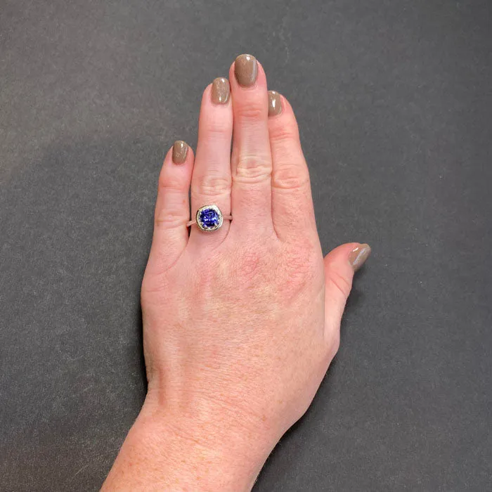 14K White Gold and Tanzanite Ring 1.87 Carats