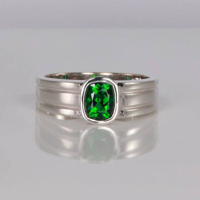 14K White Gold Chrome Tourmaline Gent's Ring 1.19 Carats