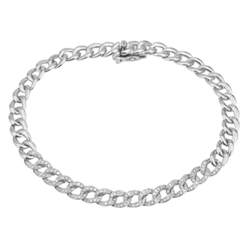 14k White Gold Diamond Link Bracelet