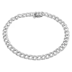 14k White Gold Diamond Link Bracelet