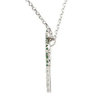 14k White Gold Genuine Tsavorite Garnet and Diamond Palm Tree Necklace